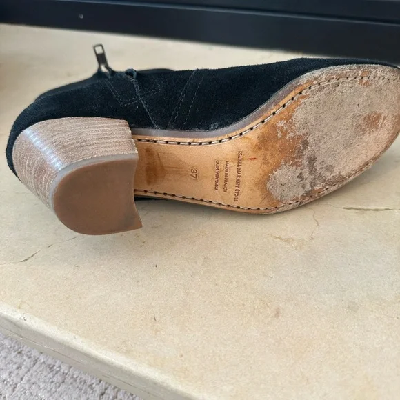 Isabel Marant Dicker Black Suede Leather Ankle Boots, 37/US 7, Good Condition - Picture 10 of 16